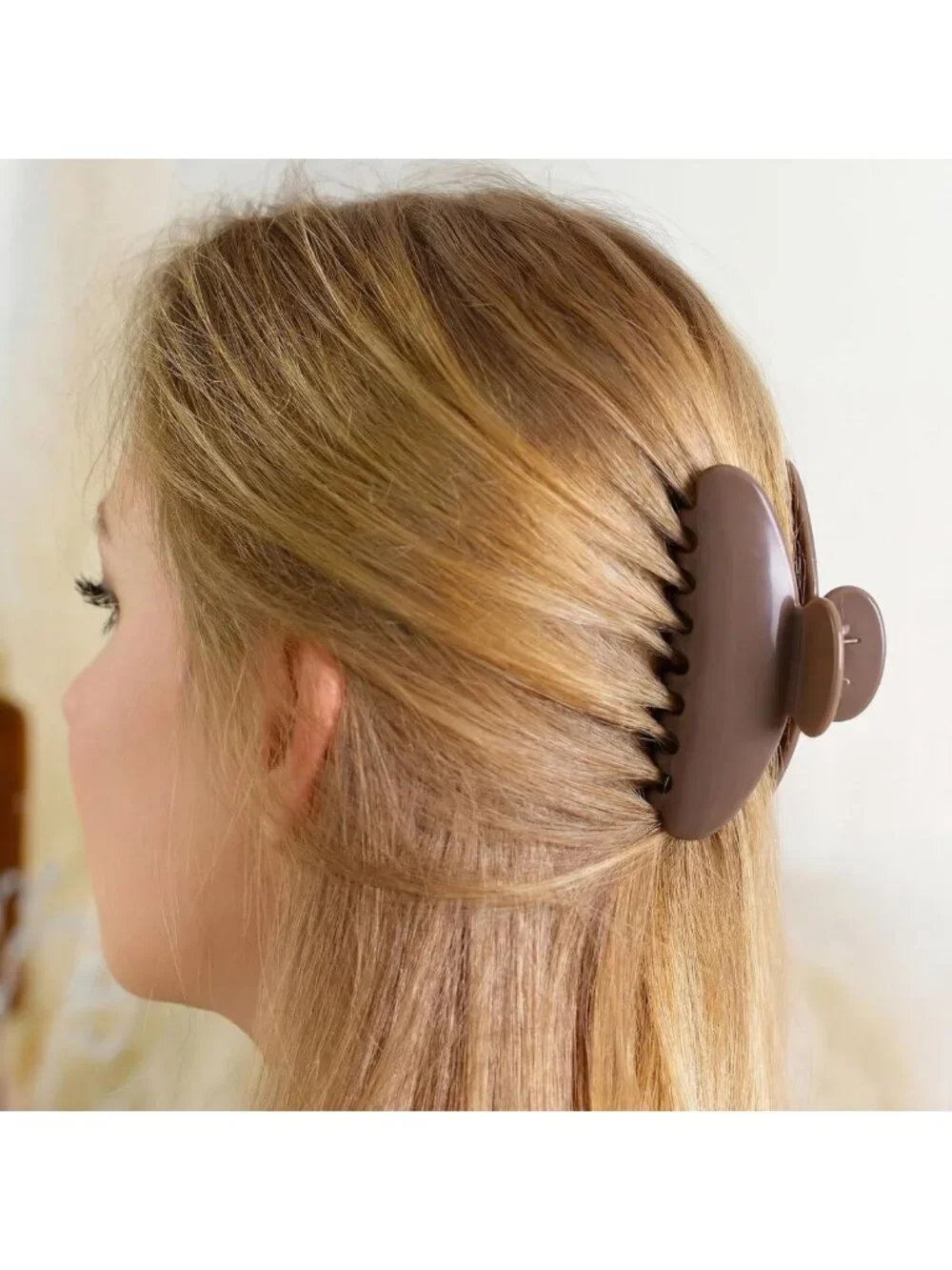 8 Large Acrylic Hair Claw Clips Set, French Style, Earth Tones, Chic Hair